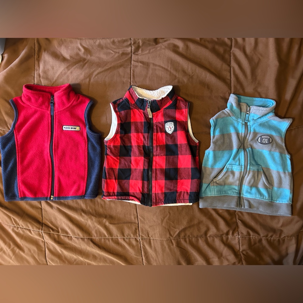 3 pieces baby boy vests, full zip, 18 month